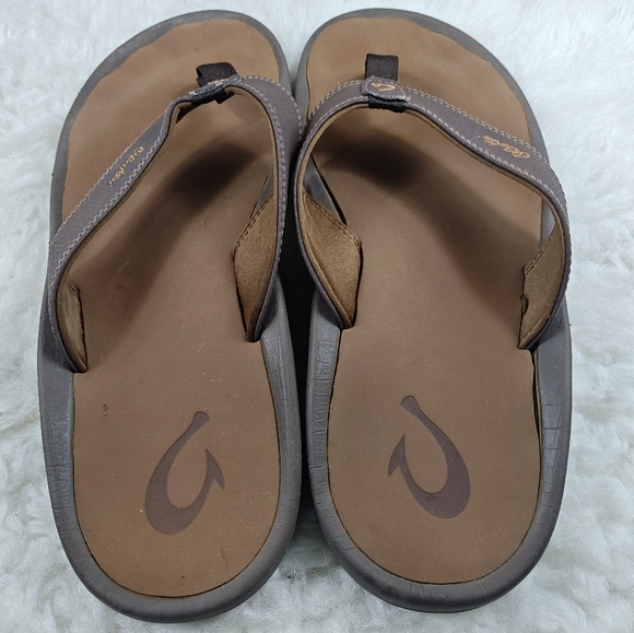 Olukai Ohana Brown Flip Flops Sandals — Men’s Size 12 - Picture 5 of 11